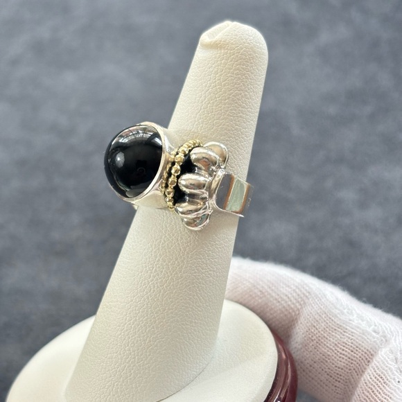 Lagos Caviar 925 & 18k Gold Cocktail Ring with Black Onyx 6 - Picture 9 of 9